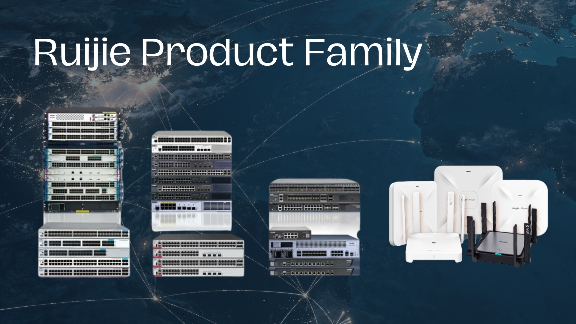 Berbagai perangkat jaringan Ruijie termasuk access point dan switch tersedia di KJSPRO Malang