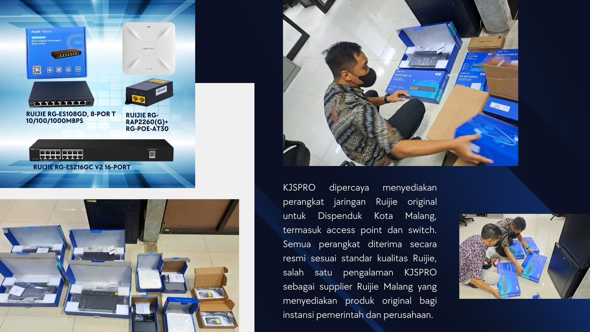 Serah terima perangkat Ruijie oleh KJSPRO ke Dispenduk Kota Malang