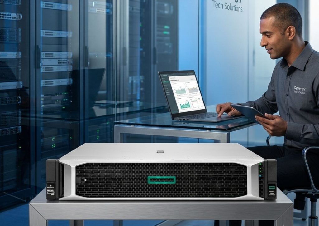 Rack server di ruang data center untuk perusahaan dan instansi